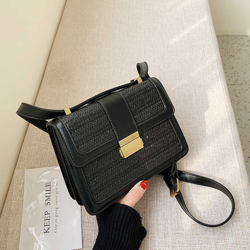 Tote Vibe Woven Crossbody Bag – Women’s PU Leather Small Square Messenger Bag