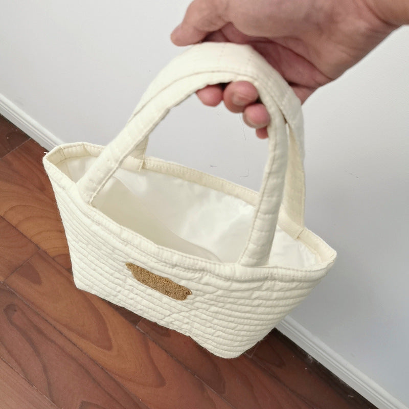 Tote Vibe Quilted Tote Bag – Embroidered Bear Diaper Storage Handbag