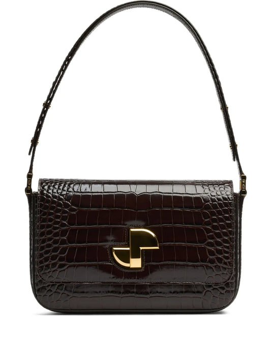 Patoucrocodile-embossed shoulder bag