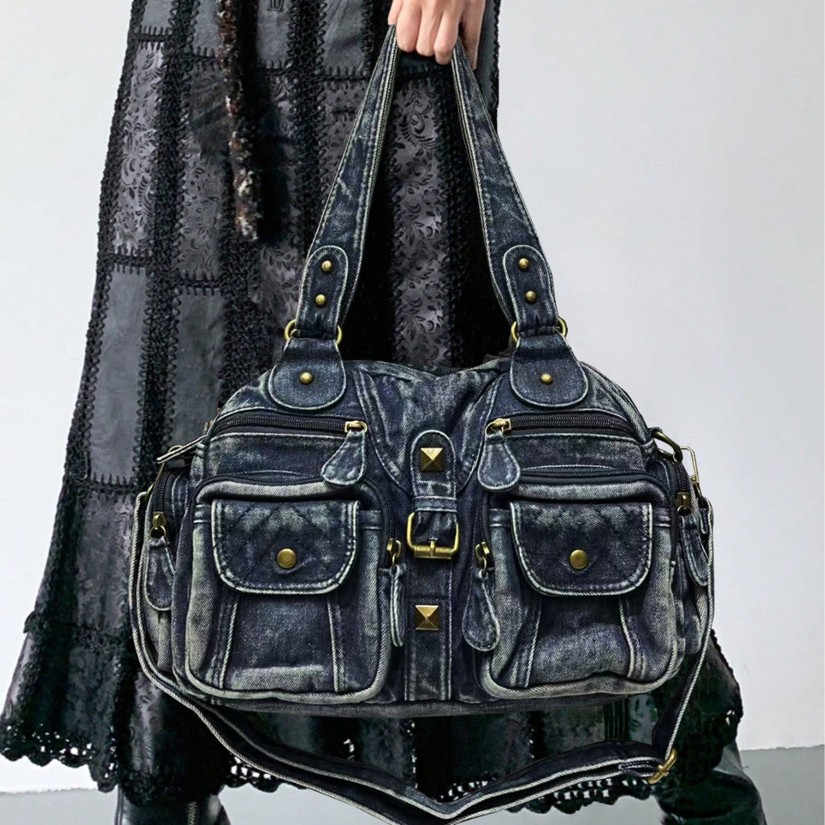 Vintage Denim Crossbody Bag for Women with Multi-Pockets | Tote Vibe