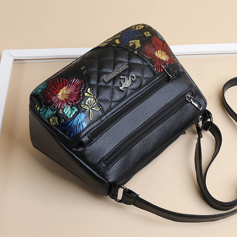 Embroidered Crossbody Bag Large Capacity Multi-Layer Design | Tote Vibe