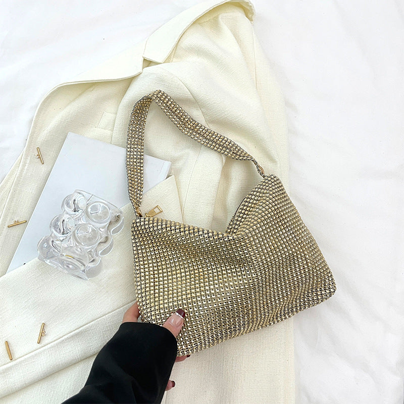 Korean Minimalist Shoulder Bag Rhinestone Urban Style | Tote Vibe