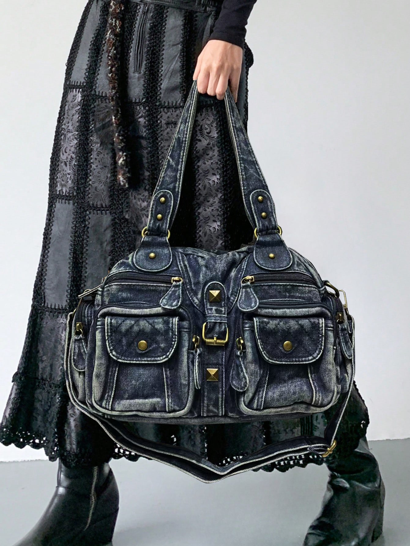 Vintage Denim Crossbody Bag for Women with Multi-Pockets | Tote Vibe