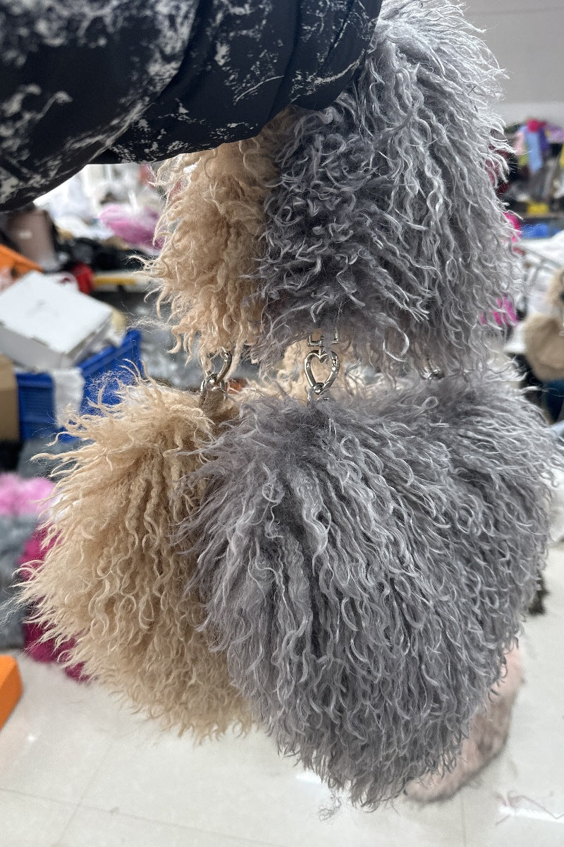 Women Wool Handbag Heart-Shaped Chain Strap Casual Purse | Tote Vibe