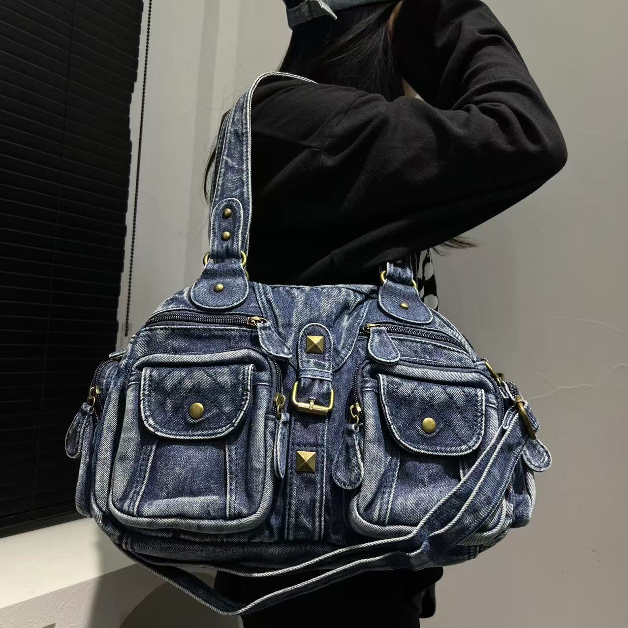 Vintage Denim Crossbody Bag for Women with Multi-Pockets | Tote Vibe