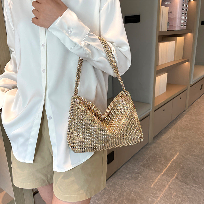 Korean Minimalist Shoulder Bag Rhinestone Urban Style | Tote Vibe