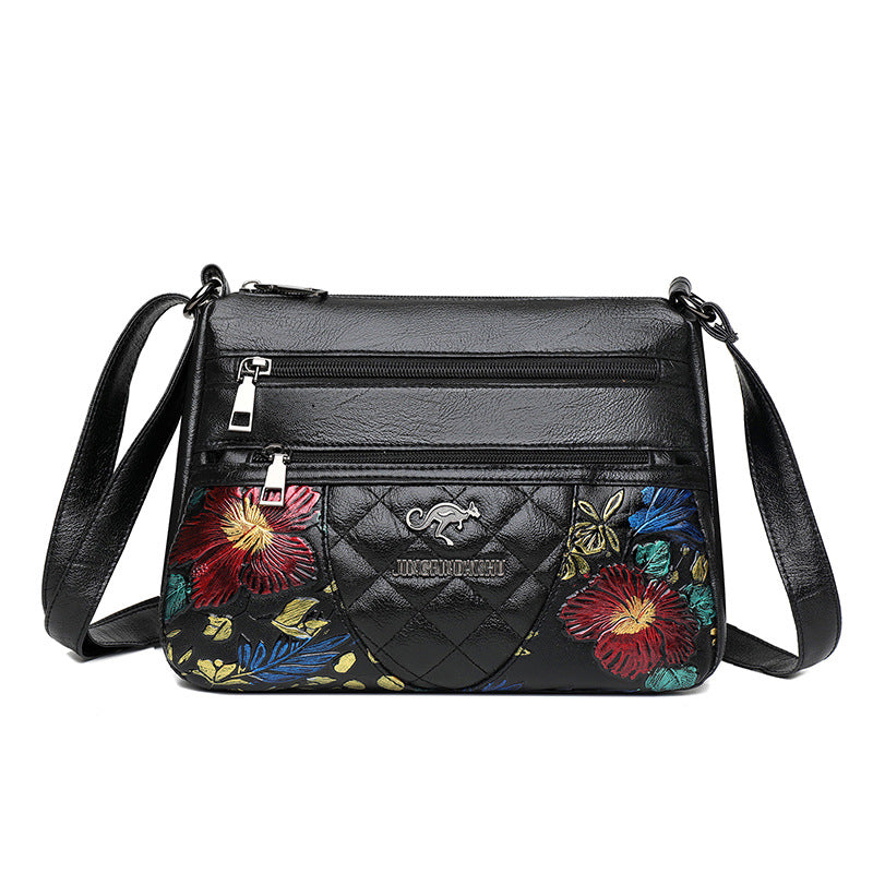 Embroidered Crossbody Bag Large Capacity Multi-Layer Design | Tote Vibe